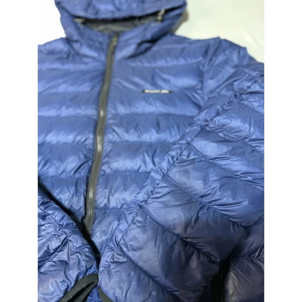 Roots Canada Womens Blue 700 Fill Down Puffer Coat Sz XS Warm Cozy Full Zip Hood